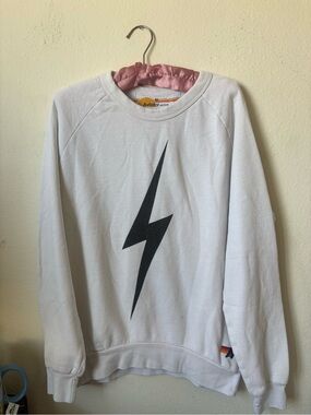 White Aviator Nation bolt pull over crewneck